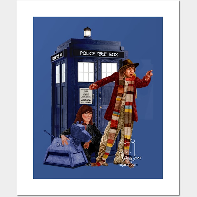 4th Doctor, Sarah Jane, K-9 and the TARDIS Wall Art by mjartscom